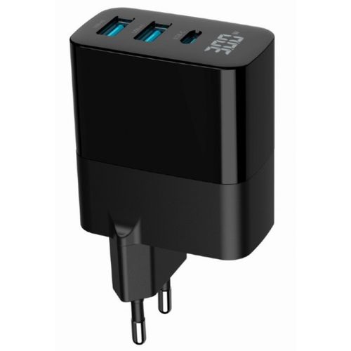 TA-UC-PDQC30LCD-BK-02 Gembird GaN USB brzi punjac, 30W 3-port (2xUSB-A+ USB-C), LCD, black slika 2