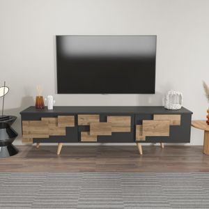 3D - TV Stalak u Antracitnoj i Orahovoj Boji