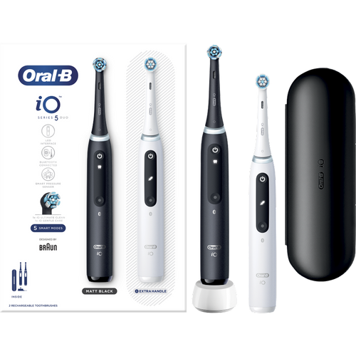 Oral-B iO5 Duo Paket 1+1, Električne četkice za zube, Crna+Bela slika 1