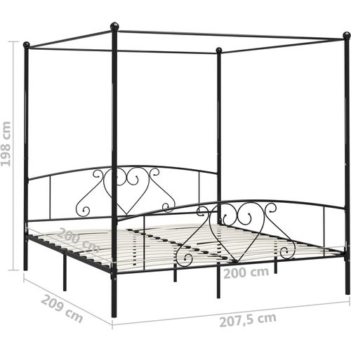 Okvir za krevet s nadstrešnicom crni metalni 200 x 200 cm slika 10