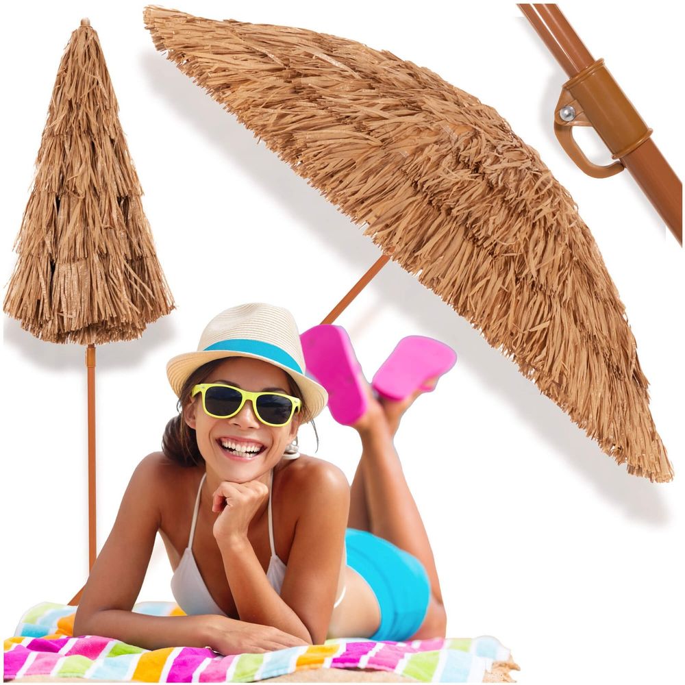 Suncobran za plažu 160 cm nijanse smeđe slika 2