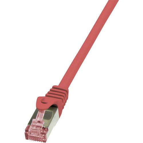 LogiLink CQ2074S RJ45 mrežni kabel, Patch kabel cat 6 S/FTP 5.00 m crvena vatrostalan, sa zaštitom za nosić 1 St. slika 1