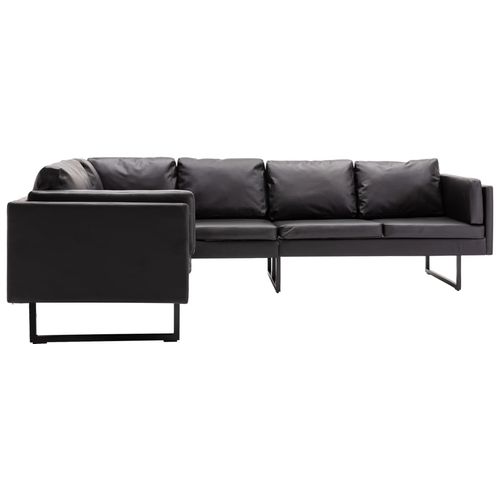 Kutna sofa od umjetne kože crna slika 17