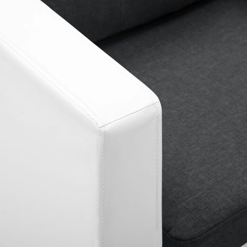 2-dijelni set sofa od umjetne kože bijeli i tamnosivi slika 43