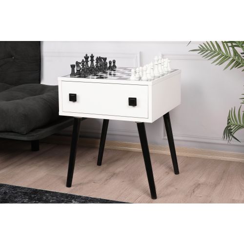 Woody Fashion Šahovski stol, Bijela boja Crno, Chesso - Black, White slika 1