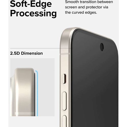 Ringke Cover Display ID Glass kaljeno staklo za iPhone 15 -Privacy slika 5