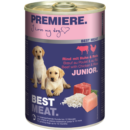 Premiere Dog Best Meat Junior Govedina,Piletina,Pirinač 400g konzerva slika 1