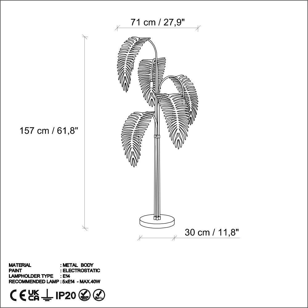 Palm 13925 - Zlata Lampa za Pod slika 7