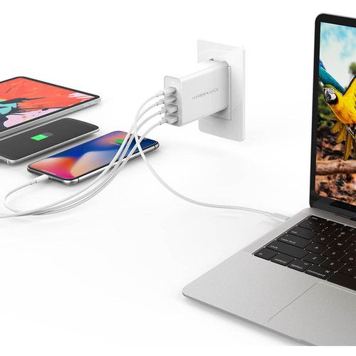 HyperDrive, GaN 100W USB-C punjač, sa 2xUSB-C/2xUSB3.0, putni priključci slika 2