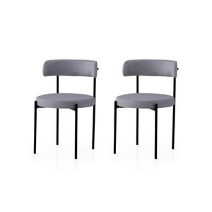Gını - 4013 V2 Crni i Tamno Sivi Set Stolica (2 Komada)