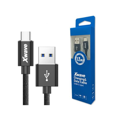 Xwave Kabl USB Tip C  muški na Tip A   muški  1.2M   3A, PVC crni pleteni slika 1