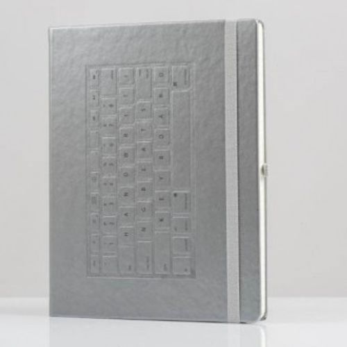 Notebook A4 Tipkovnica tvrdi uvez srebrni slika 1