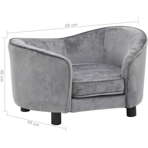 Sofa za pse siva 69 x 49 x 40 cm plišana slika 9