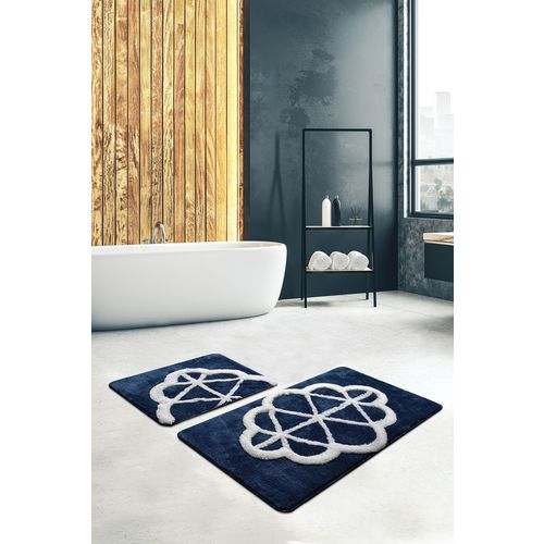 Sofya - Dark Blue Multicolor Acrylic Bathmat Set (2 Pieces) slika 1