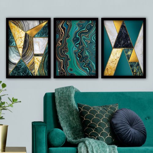 3SC37 Multicolor Decorative Framed Painting (3 Pieces) slika 1