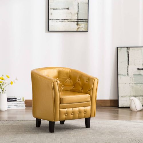 Fotelja od umjetne kože zlatna slika 1