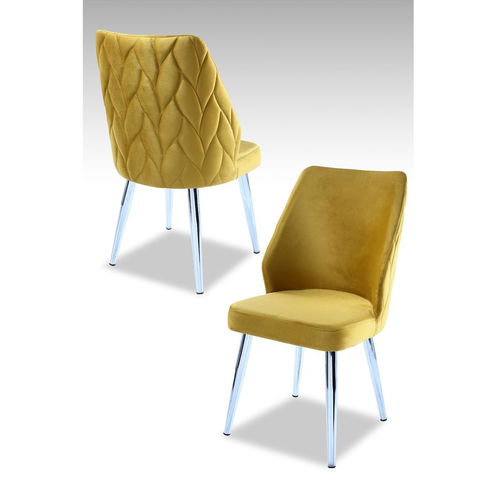 Pufi - Žuta, Chrome Yellow Chrome Set Stolica (4 Komada) slika 1