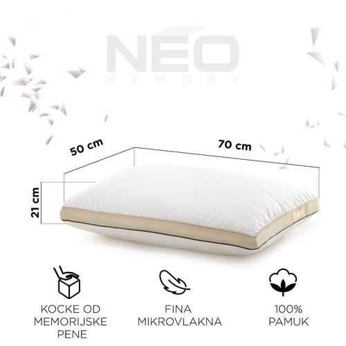 Hibridni jastuk NEO Bamboo Memory - 50x70 cm slika 7