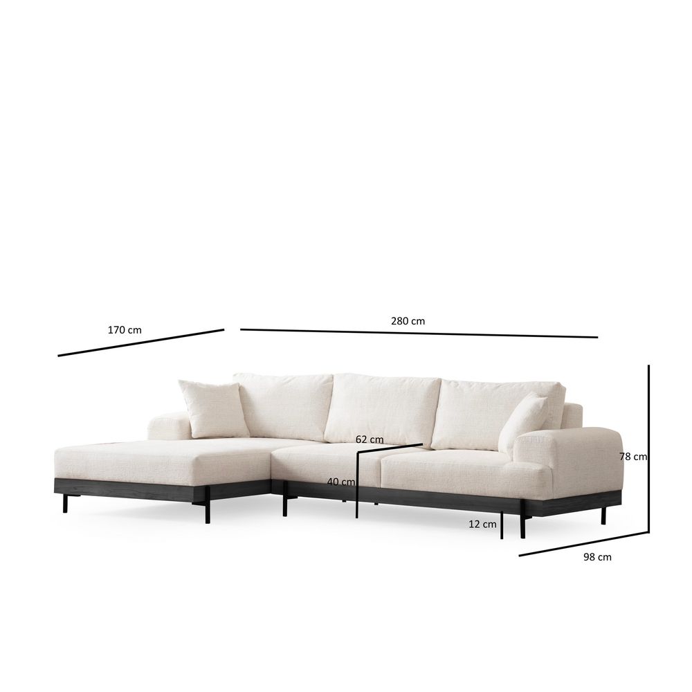 Ugaona Sofa Eti Black Left - Bijela slika 10