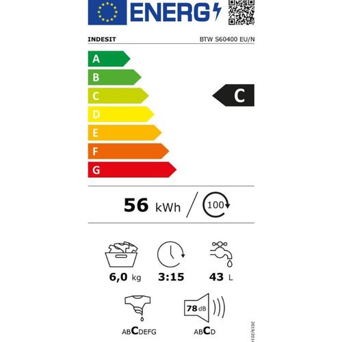 Indesit BTWS60400EU/N Veš mašina sa gornjim punjenjem, 6 kg, 1000 rpm, širina 40 cm slika 8