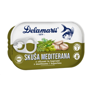 Delamaris skuša s maslinama i kaparima Mediterana,125 g