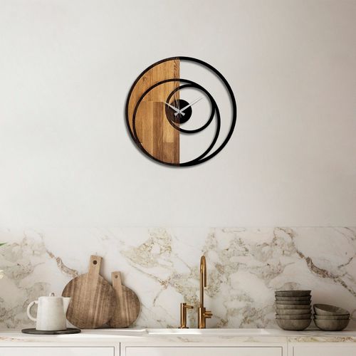 Wallity Circle Walnut
Black Decorative Wooden Wall Clock slika 4