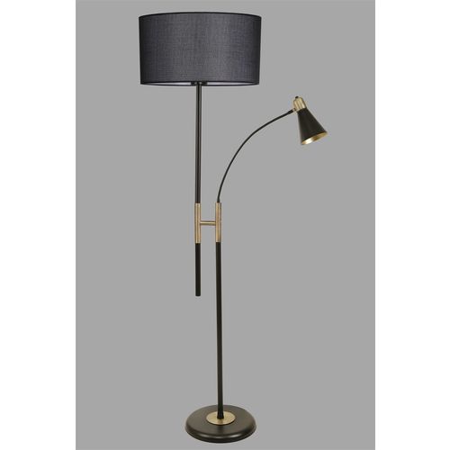 Forza Siyah Lambader Silindir Hasır Siyah Abajurlu Black Floor Lamp slika 3