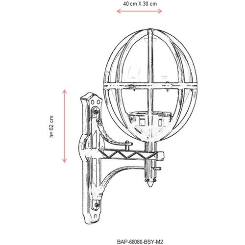 BAP-68080-BSY-M2 Black Outdoor Wall Lamp slika 3