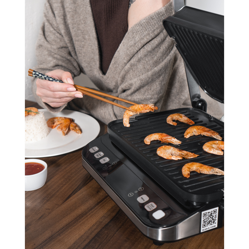 AENO ''Electric Grill EG5: 2000W, 2 heating modes - Lower Grill, Both Grills, 6 preset programs, Defrost, Max opening angle -180°, Temperature regulation, Timer, Removable double-sided plates, Plate size 320*220mm'' slika 9