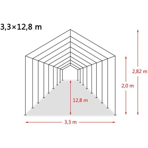 Uklonjivi šator za stoku PVC 550 g/m² 3,3 x 12,8 m tamnozeleni slika 2