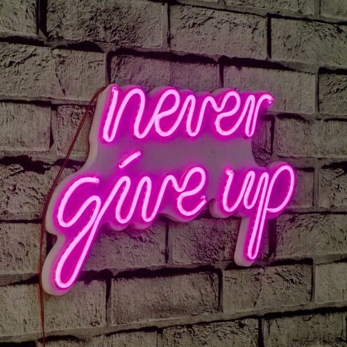 Wallity Ukrasna plastična LED rasvjeta, Never Give Up - Pink slika 9