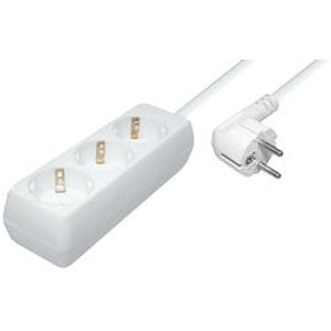 Transmedia 3-way power strip, white 1,4m