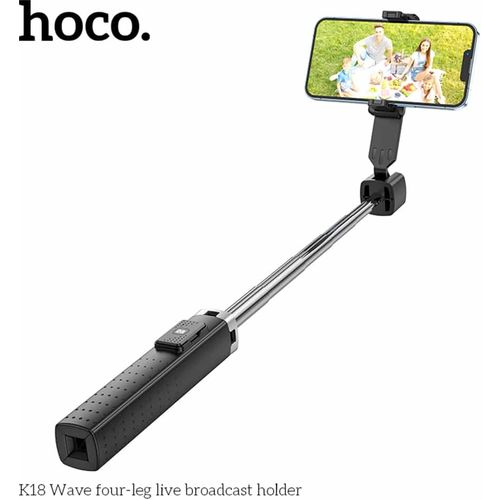 Hoco - Selfie Stick Wave (K18) s bežičnim Bluetooth daljinskim upravljačem i 4 noge- 97 cm - crni slika 2
