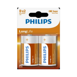 PHILIPS BATTERY D - LONGLIFE, pakiranje od 2 komada (LR20)