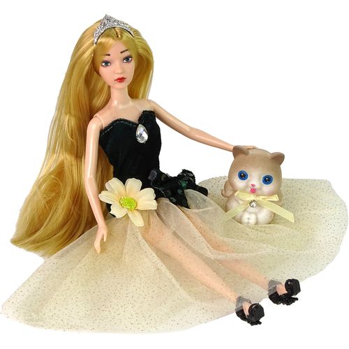 Lutka Emily u zelenoj haljini s macom i cvijetom slika 4