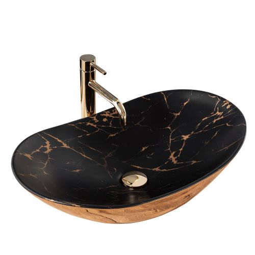 Nadgradni umivaonik REA Royal In Black Marble Gold slika 1