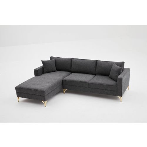 Atelier Del Sofa Kutna garnitura, Antracit Zlato, Berlin Left - Anthracite, Gold slika 4