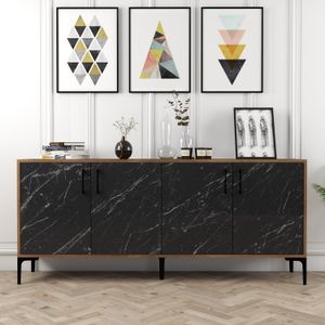 Woody Fashion Komoda, Kiev - Walnut, Black Marble