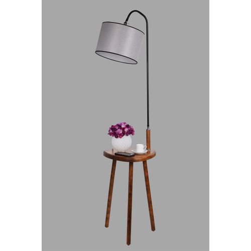 Demet Sehbalı Ahşap Lambader Ceviz Silindir Hasır Gri Abajurlu Walnut
Grey Floor Lamp slika 3