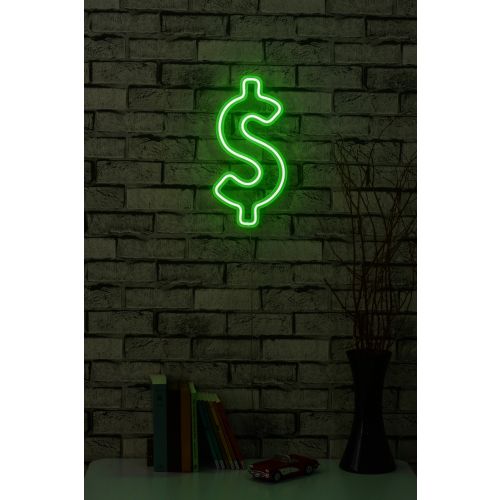 Wallity Ukrasna plastična LED rasvjeta, Dollar Sign - Green slika 3