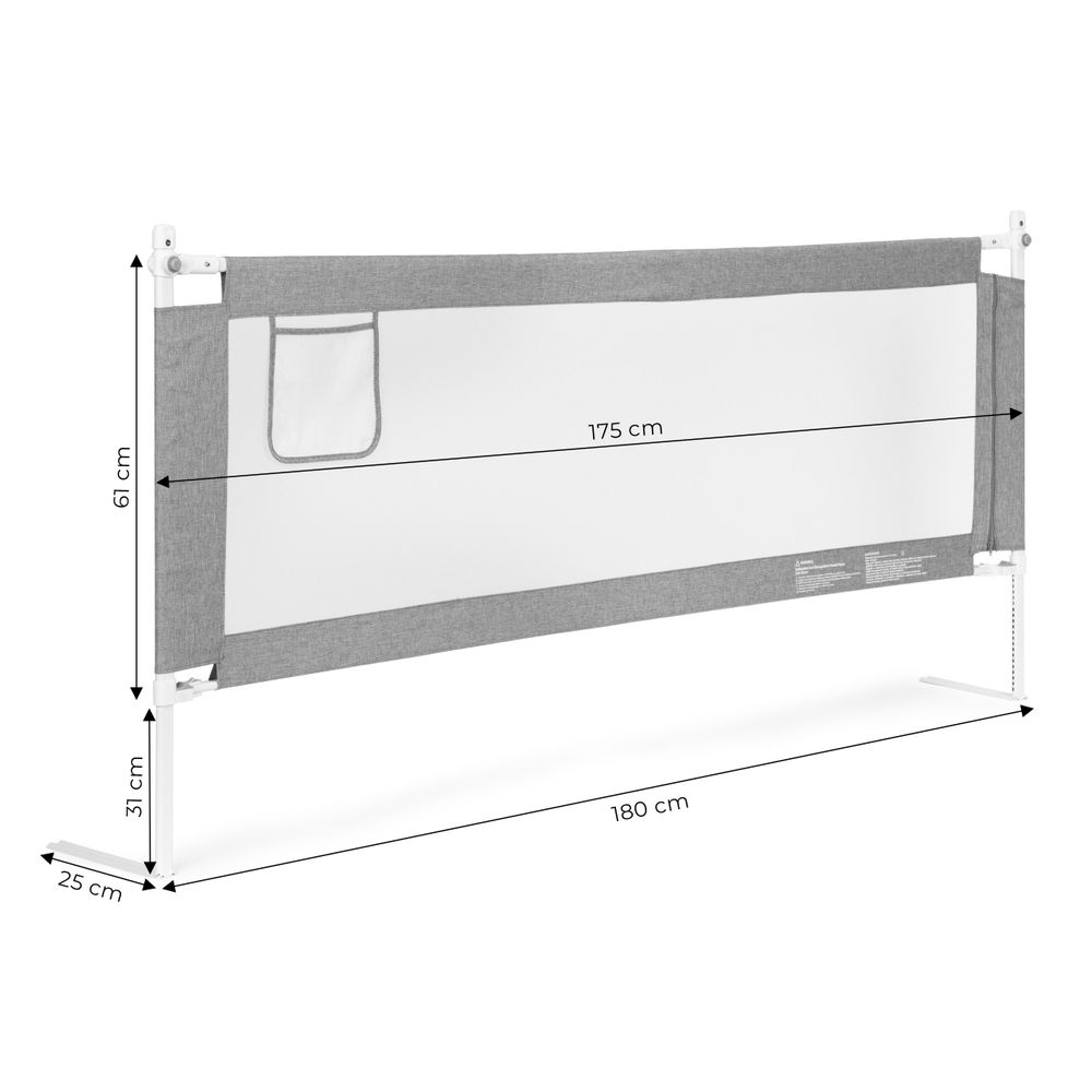 Ograda za krevet, 180 cm, zaštitna pregrada za djecu, ECOTOYS slika 7