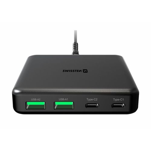 SWISSTEN punjač GaN 2x USB-C + 2x USB-A, 45W PowerDelivery, crni slika 3