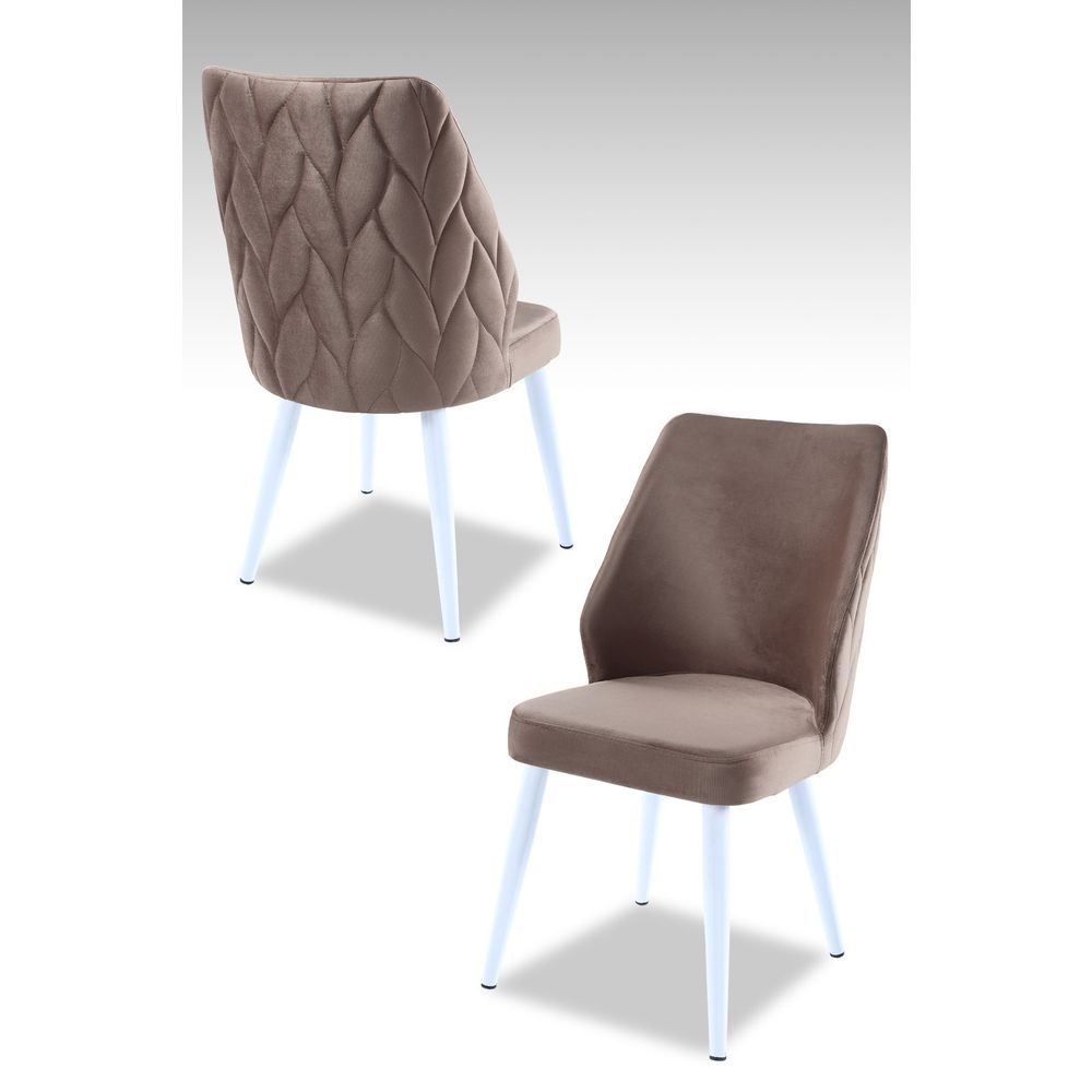 Pufi - Cappuccino, Bijeli Set Stolica (2 Komada) slika 1