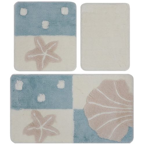 Deniz Yildizi - Blue  Multicolor Acrylic Bathmat Set (3 Pieces) slika 5