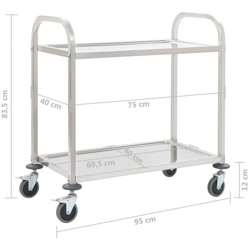 Kuhinjska kolica s 2 razine od nehrđajućeg čelika 95x45x83,5 cm slika 24