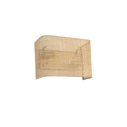 Örgülü Rattan Abajurlu Dikdörtgen Aplik Beige Wall Lamp slika 2