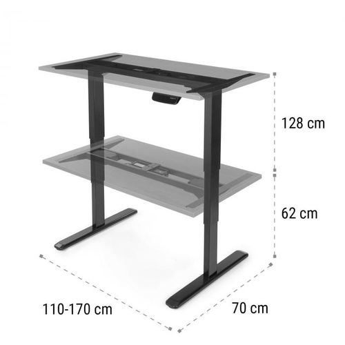 OneConcept Multidesk Comfort pisaći stol, Crna slika 9