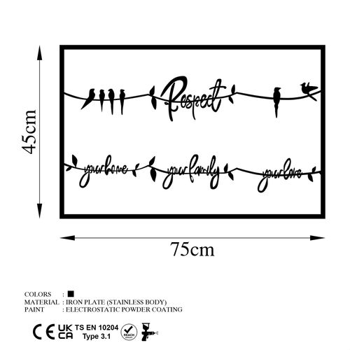 Wallity Metalna zidna dekoracija, Respect
Your Home
Your Family
Your Love 2 slika 5