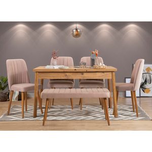 Santiago Atlantic Stone Atlantic PineStone Proširivi Trpezarijski Sto i Set Stolica (6 Komada)