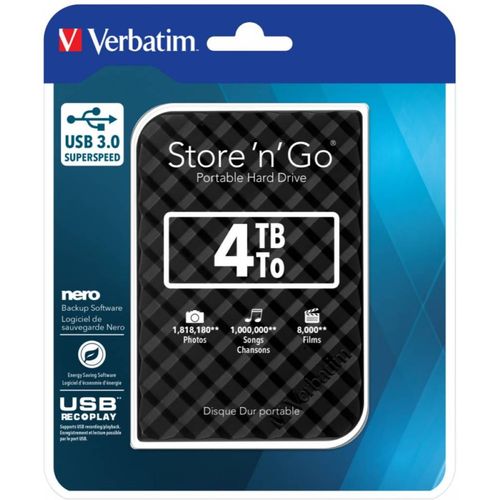 Externi hard disk Verbatim Store'n'Go 2.5" (6.35mm) Gen2 4TB USB 3.0 crni  slika 7